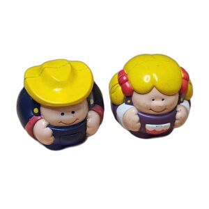 Vintage Little Tikes Figurines Farmer Boy & Pigtail Girl Chunky Preschool